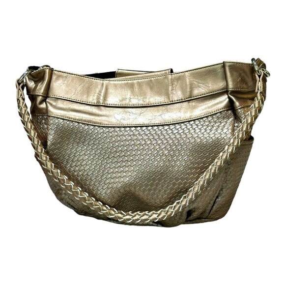 Miche Rebekah Purse Handbag Gold Woven Magnetic Closure Side Pockets NWOT - Picture 7 of 13